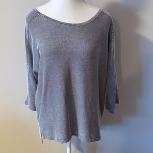 Christian Siriano NY Striped Black and White 3/4 Sleeve Boat Neck Top. Size Med